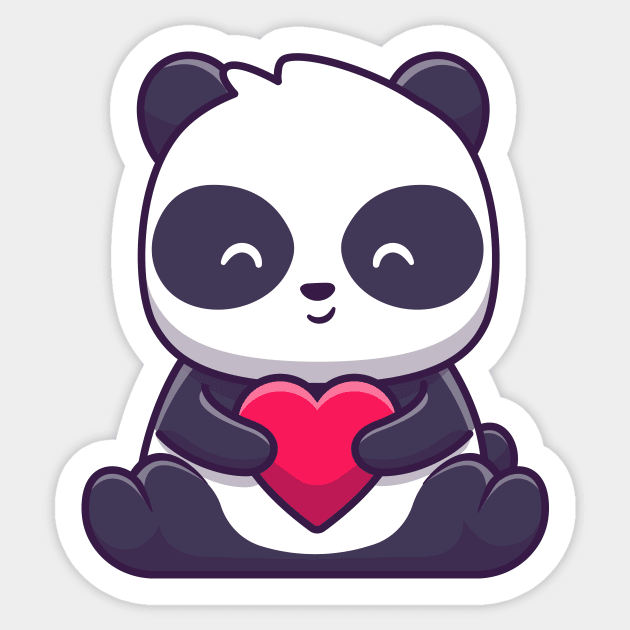 Cute panda sitting and holding love Sticker by Catalyst Labs